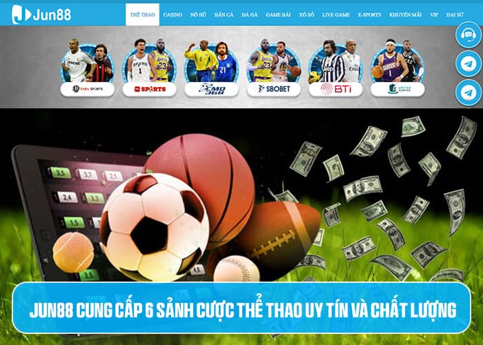 Các sảnh cược có tại Thể Thao Jun88